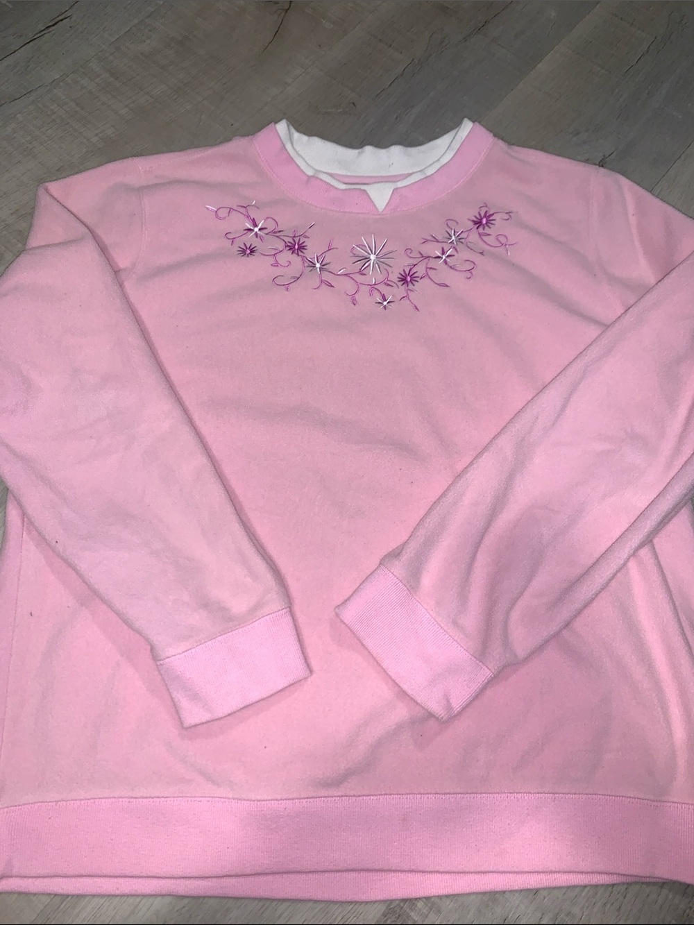 Women's Pink Embroidered Crewneck Sweater